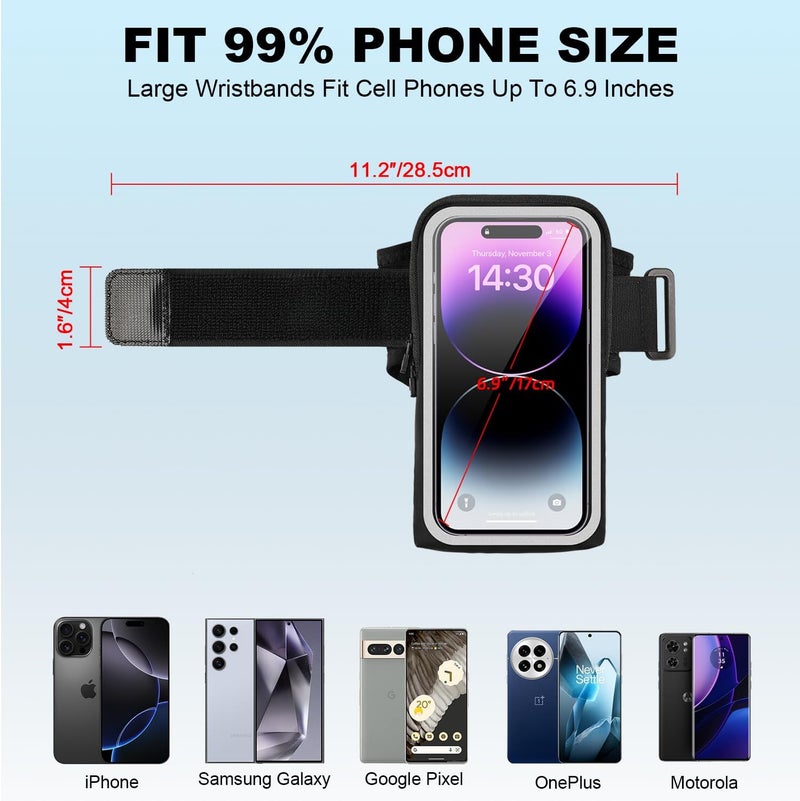 NITMTYOU Phone Holder for Running, Wristband Frearm Band for iPhone Pro Max Plus SE (16/15/14/13/12/11/X/XR) Galaxy S24/S23/S22/S21, Waterproof Running Accessories with Adjustable Strap & Card Slot - Image 4
